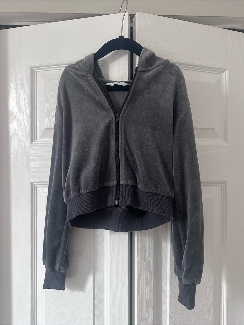 H&M Dark Gray Hooded Teddy Zip-Up Jacket